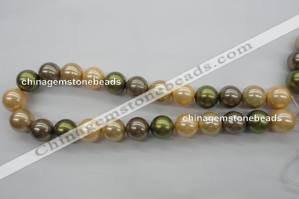 CSB1156 15.5 inches 16mm round mixed color shell pearl beads