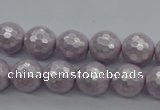CSB1181 15.5 inches 8mm faceted round shell pearl beads