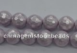 CSB1181 15.5 inches 8mm faceted round shell pearl beads