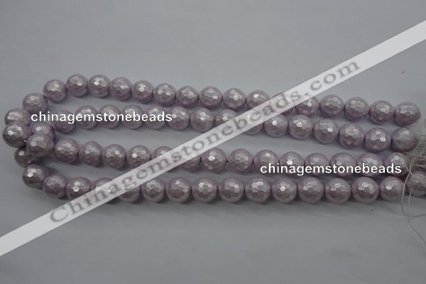 CSB1181 15.5 inches 8mm faceted round shell pearl beads