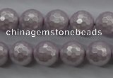 CSB1182 15.5 inches 10mm faceted round shell pearl beads