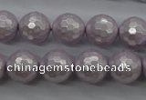 CSB1183 15.5 inches 12mm faceted round shell pearl beads