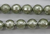 CSB1188 15.5 inches 12mm faceted round shell pearl beads