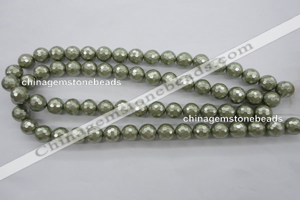 CSB1188 15.5 inches 12mm faceted round shell pearl beads
