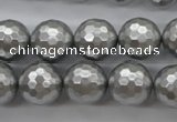 CSB1190 15.5 inches 14mm faceted round shell pearl beads