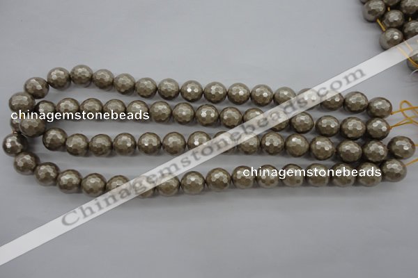 CSB1192 15.5 inches 12mm faceted round shell pearl beads