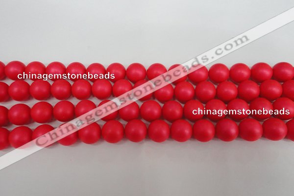 CSB1306 15.5 inches 6mm matte round shell pearl beads wholesale