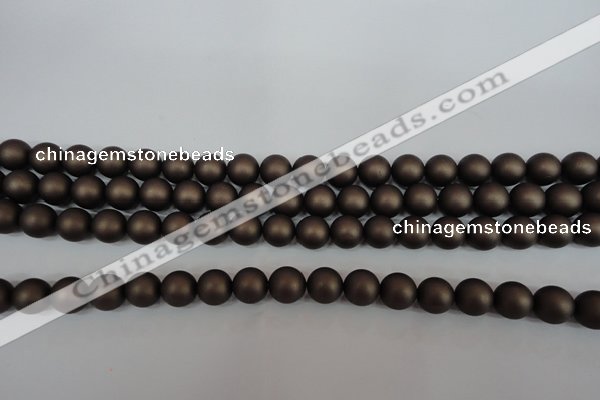 CSB1330 15.5 inches 4mm matte round shell pearl beads wholesale