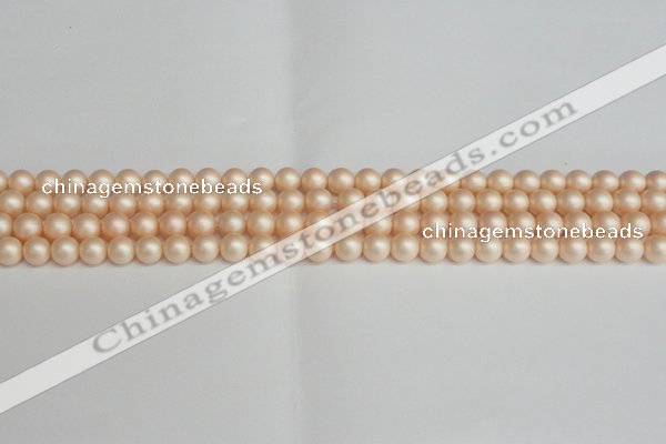 CSB1360 15.5 inches 4mm matte round shell pearl beads wholesale