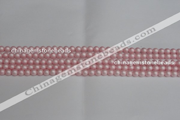 CSB1370 15.5 inches 4mm matte round shell pearl beads wholesale