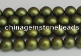 CSB1395 15.5 inches 4mm matte round shell pearl beads wholesale