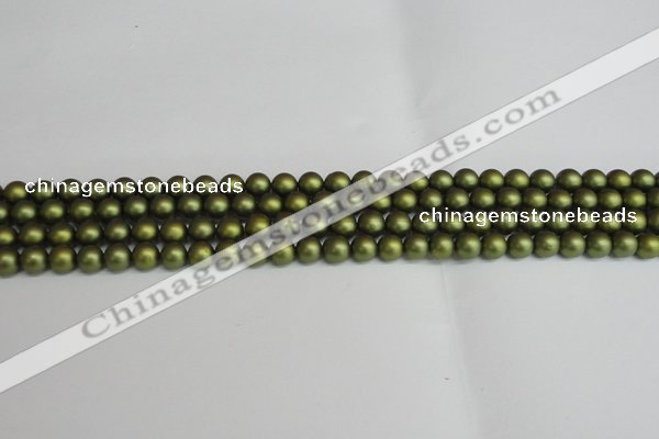 CSB1395 15.5 inches 4mm matte round shell pearl beads wholesale