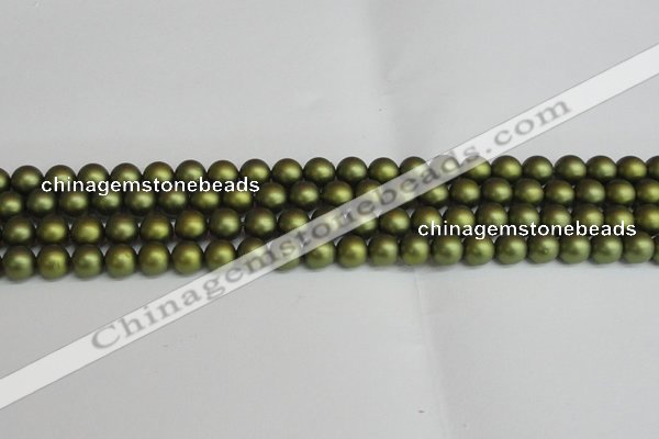 CSB1397 15.5 inches 8mm matte round shell pearl beads wholesale