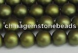 CSB1398 15.5 inches 10mm matte round shell pearl beads wholesale