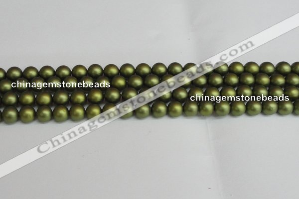 CSB1398 15.5 inches 10mm matte round shell pearl beads wholesale