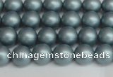 CSB1435 15.5 inches 4mm matte round shell pearl beads wholesale