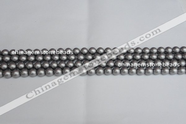 CSB1440 15.5 inches 4mm matte round shell pearl beads wholesale