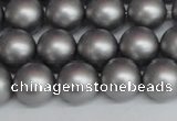 CSB1443 15.5 inches 10mm matte round shell pearl beads wholesale