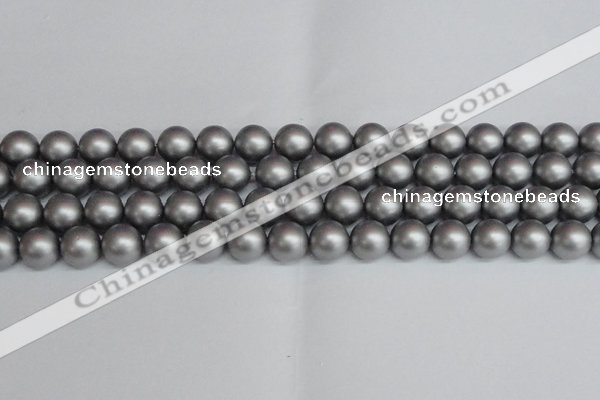 CSB1444 15.5 inches 12mm matte round shell pearl beads wholesale