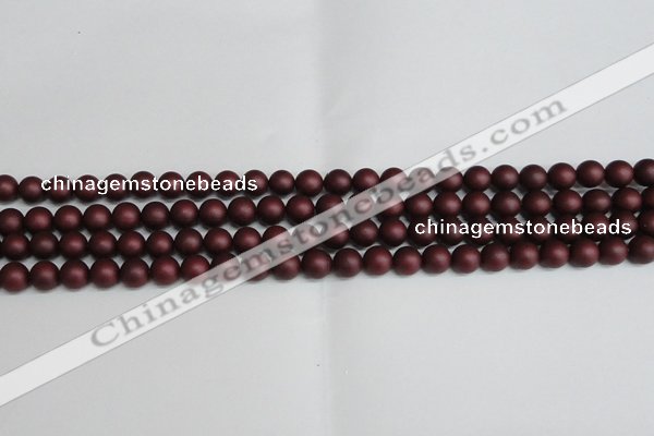 CSB1450 15.5 inches 4mm matte round shell pearl beads wholesale