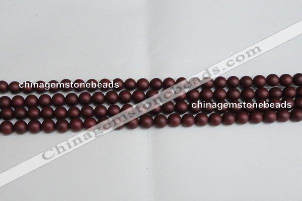 CSB1450 15.5 inches 4mm matte round shell pearl beads wholesale