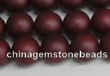 CSB1454 15.5 inches 12mm matte round shell pearl beads wholesale