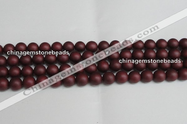 CSB1454 15.5 inches 12mm matte round shell pearl beads wholesale