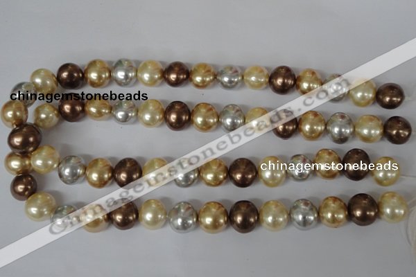 CSB155 15.5 inches 12*15mm – 13*16mm oval mixed color shell pearl beads