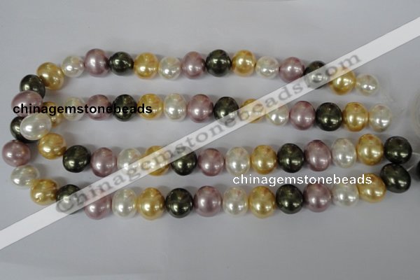 CSB156 15.5 inches 12*15mm – 13*16mm oval mixed color shell pearl beads