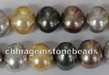 CSB158 15.5 inches 12*15mm – 13*16mm oval mixed color shell pearl beads