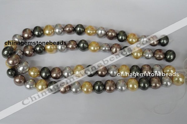 CSB158 15.5 inches 12*15mm – 13*16mm oval mixed color shell pearl beads