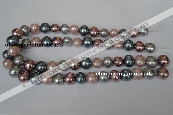 CSB159 15.5 inches 12*15mm – 13*16mm oval mixed color shell pearl beads