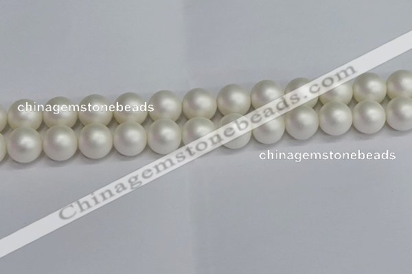 CSB1605 15.5 inches 14mm round matte shell pearl beads wholesale