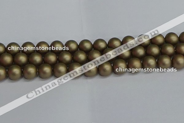 CSB1675 15.5 inches 14mm round matte shell pearl beads wholesale