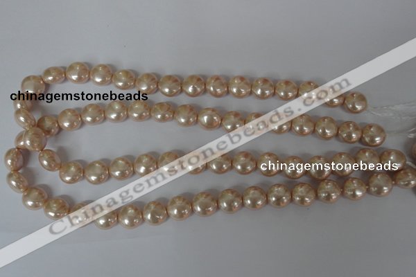 CSB180 15.5 inches 12mm flat round shell pearl beads wholesale