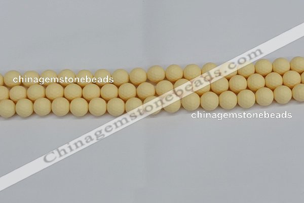 CSB1801 15.5 inches 6mm faceetd round matte shell pearl beads