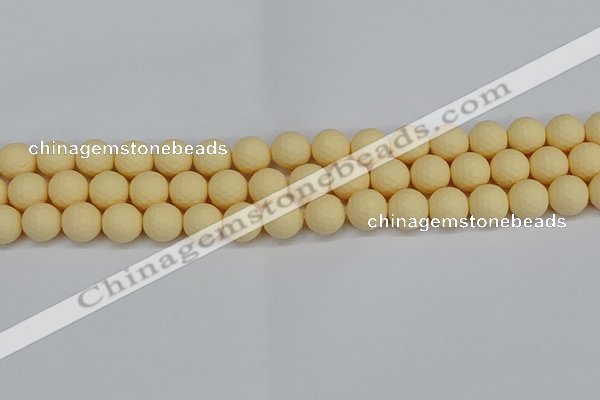 CSB1802 15.5 inches 8mm faceetd round matte shell pearl beads