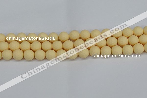 CSB1803 15.5 inches 10mm faceetd round matte shell pearl beads