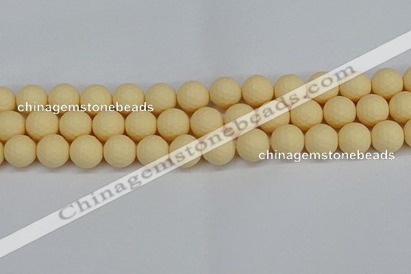 CSB1804 15.5 inches 12mm faceetd round matte shell pearl beads