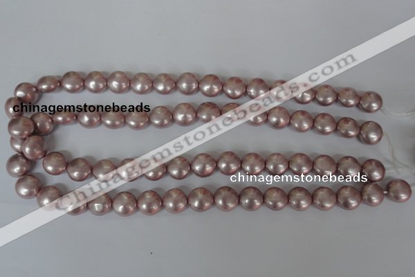 CSB181 15.5 inches 12mm flat round shell pearl beads wholesale