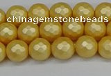 CSB1811 15.5 inches 6mm faceetd round matte shell pearl beads