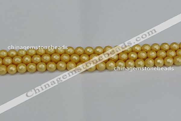 CSB1811 15.5 inches 6mm faceetd round matte shell pearl beads