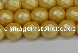 CSB1812 15.5 inches 8mm faceetd round matte shell pearl beads