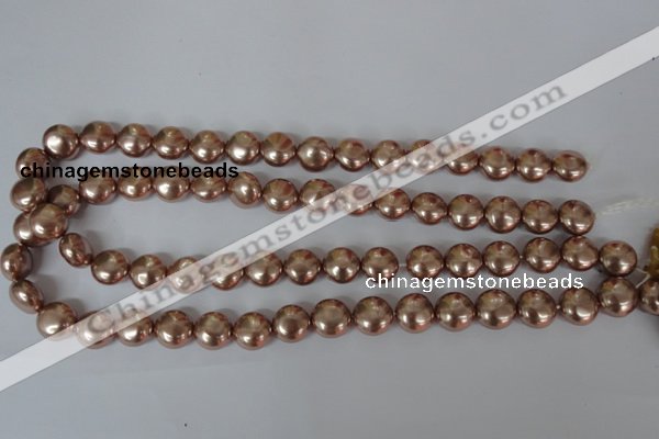 CSB182 15.5 inches 12mm flat round shell pearl beads wholesale