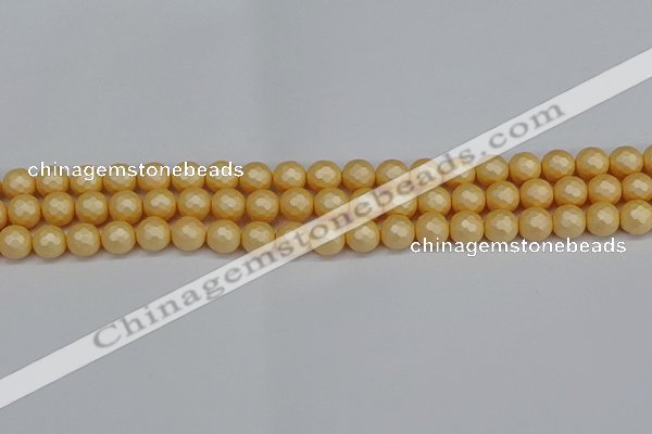 CSB1821 15.5 inches 6mm faceetd round matte shell pearl beads