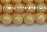 CSB1823 15.5 inches 10mm faceetd round matte shell pearl beads