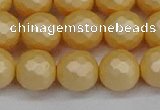 CSB1824 15.5 inches 12mm faceetd round matte shell pearl beads