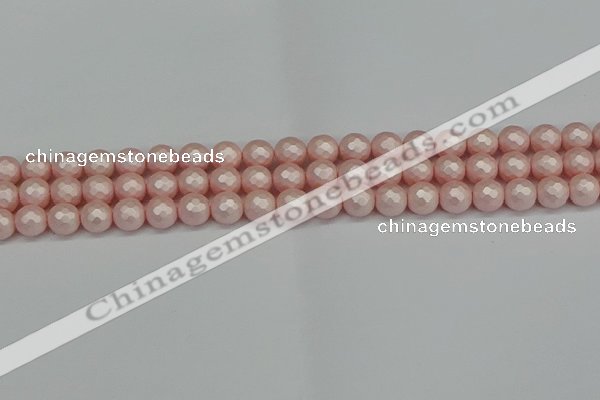 CSB1831 15.5 inches 6mm faceetd round matte shell pearl beads