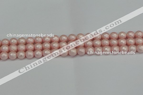 CSB1832 15.5 inches 8mm faceetd round matte shell pearl beads