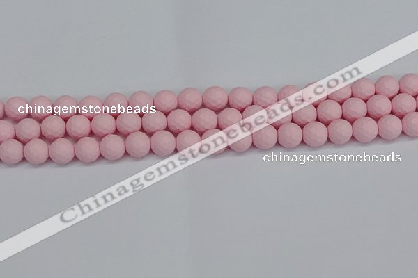 CSB1841 15.5 inches 6mm faceetd round matte shell pearl beads